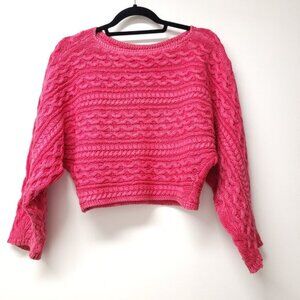 Anthropologie Pilcro Dolman Sleeve Scoop Neck Cable Knit Cropped Sweater Red